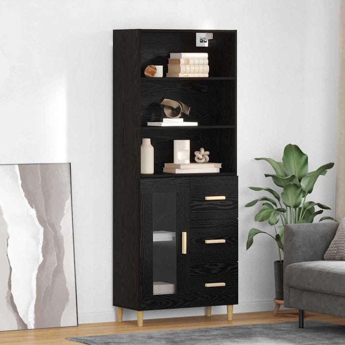 Bufet 2 pcs Stejar Negru 69,5 x 34 x 180 cm Lemn compozit - WALTI WALTI