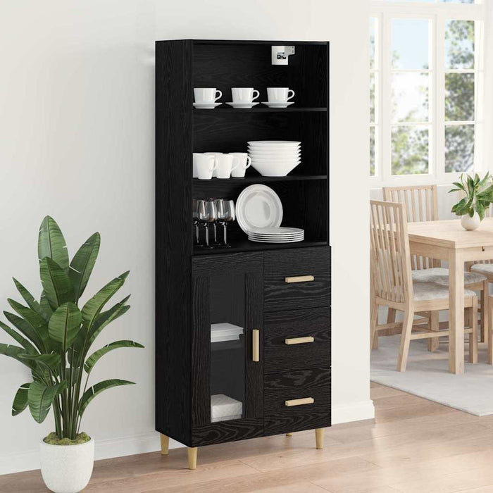 Bufet 2 pcs Stejar Negru 69,5 x 34 x 180 cm Lemn compozit - WALTI WALTI