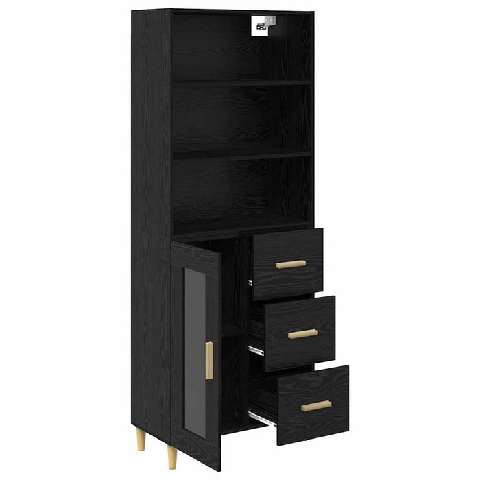 Bufet 2 pcs Stejar Negru 69,5 x 34 x 180 cm Lemn compozit - WALTI WALTI