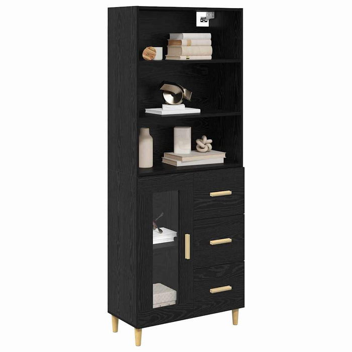 Bufet 2 pcs Stejar Negru 69,5 x 34 x 180 cm Lemn compozit - WALTI WALTI