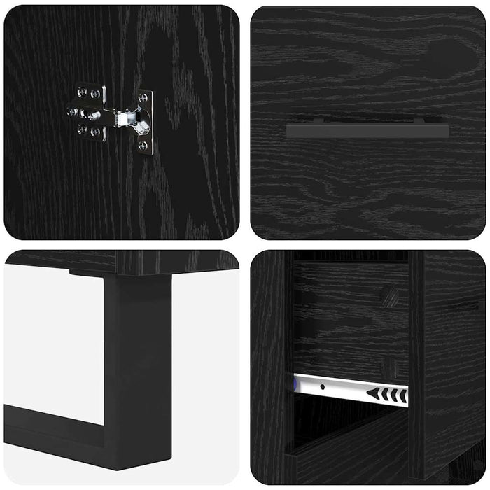Bufet cu sertar 2 pcs Stejar Negru Lemn compozit - WALTI WALTI