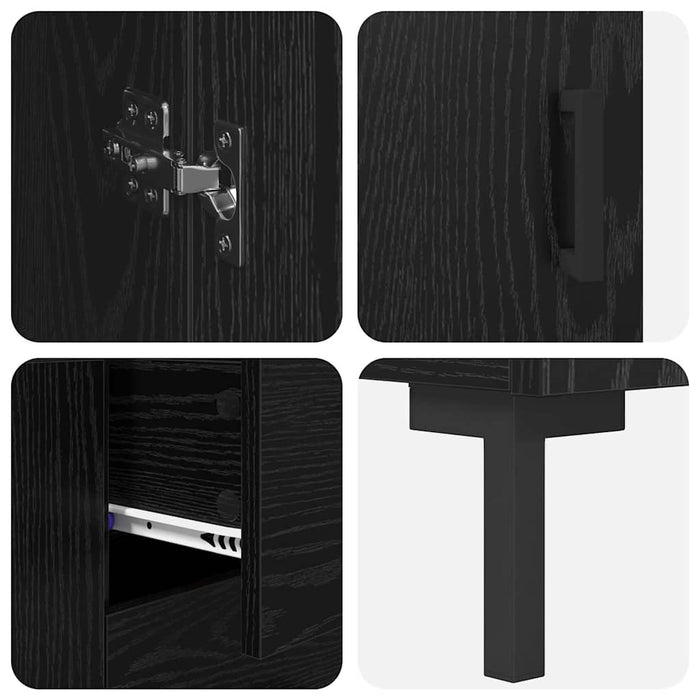 Bufet cu sertar 2 pcs Stejar Negru Lemn compozit - WALTI WALTI