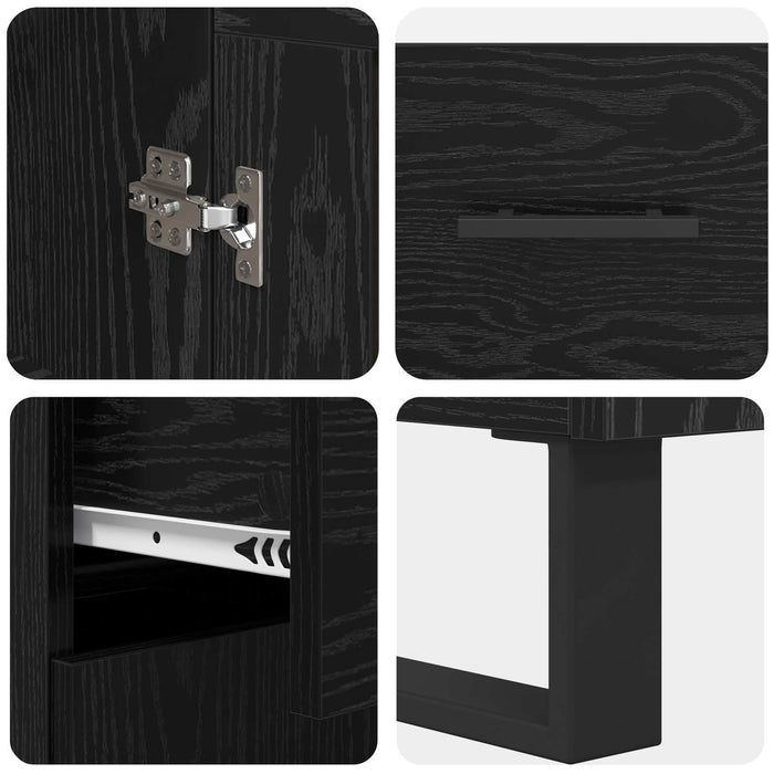 Bufet Pe perete Stejar Negru 69,5 x 34 x 180 cm Lemn compozit - WALTI WALTI