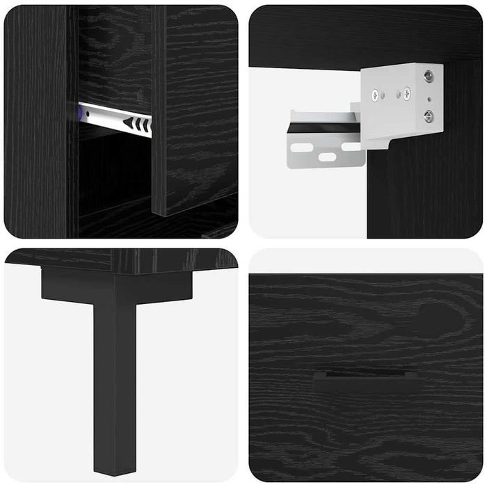 Bufet Pe perete cu sertar 2 pcs Stejar Negru Lemn compozit - WALTI WALTI