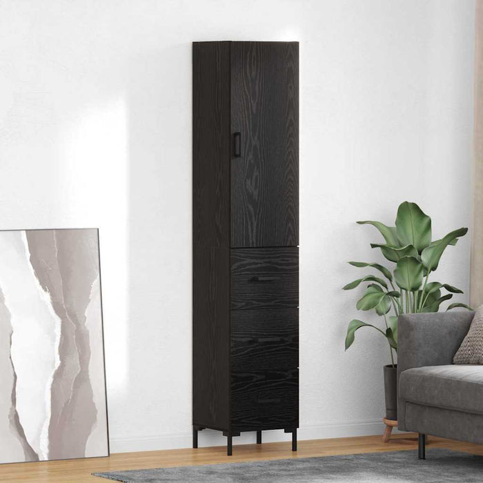 Bufet Pe perete cu sertar 2 pcs Stejar Negru Lemn compozit - WALTI WALTI
