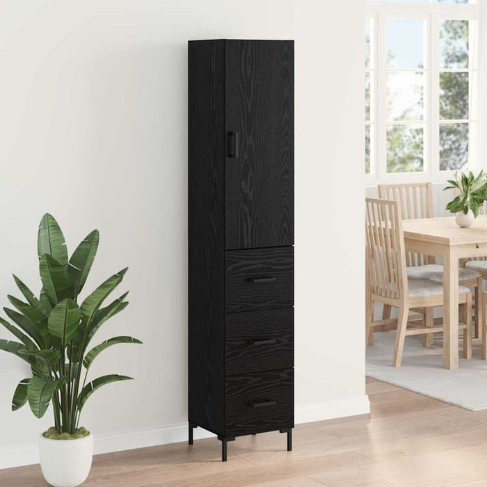 Bufet Pe perete cu sertar 2 pcs Stejar Negru Lemn compozit - WALTI WALTI