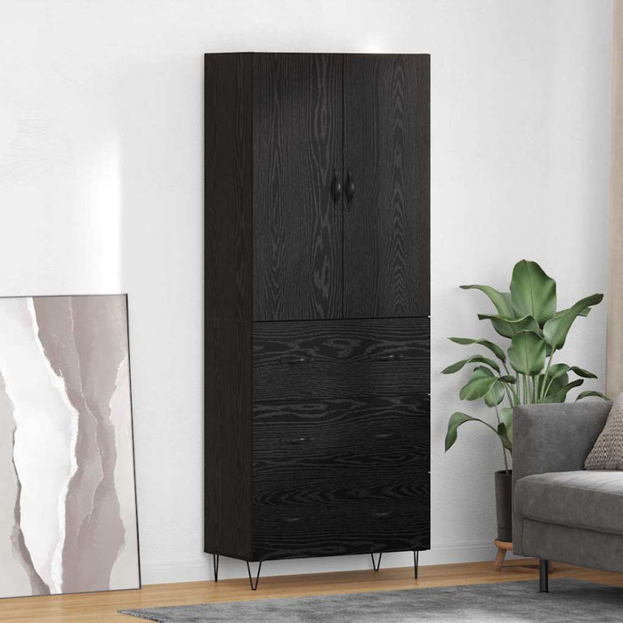 Bufet Pe perete cu sertar 2 pcs Stejar Negru Lemn compozit - WALTI WALTI