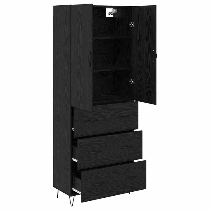 Bufet Pe perete cu sertar 2 pcs Stejar Negru Lemn compozit - WALTI WALTI