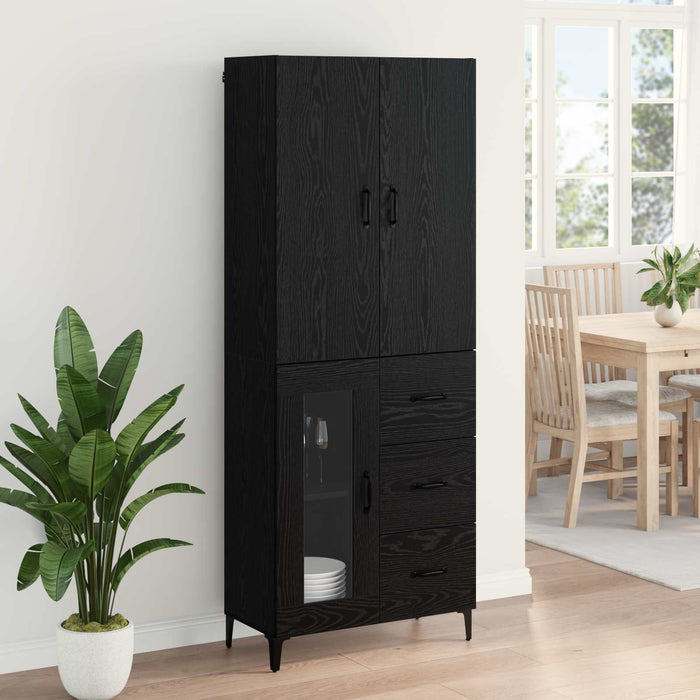 Bufet Pe perete Stejar Negru 69,5 x 34 x 180 cm Lemn compozit - WALTI WALTI