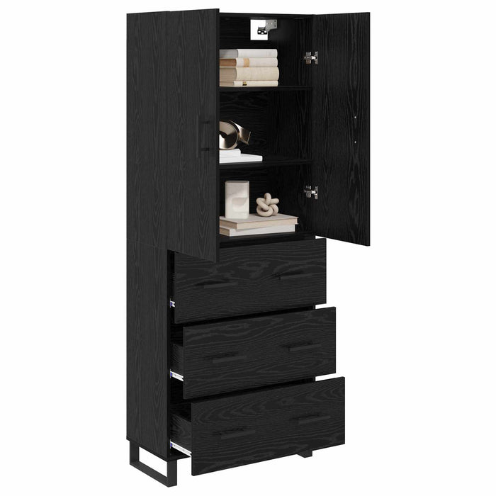 Bufet cu sertar 2 pcs Stejar Negru Lemn Stratificat și Sticlă - WALTI WALTI