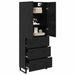 Bufet cu sertar 2 pcs Stejar Negru Lemn Stratificat și Sticlă - WALTI WALTI