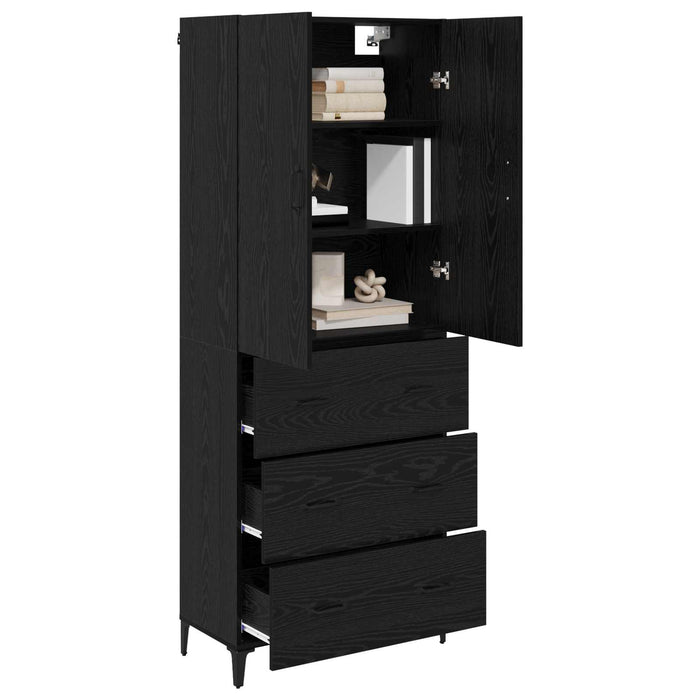 Bufet Pe perete Stejar Negru 69,5 x 34 x 180 cm Lemn compozit - WALTI WALTI