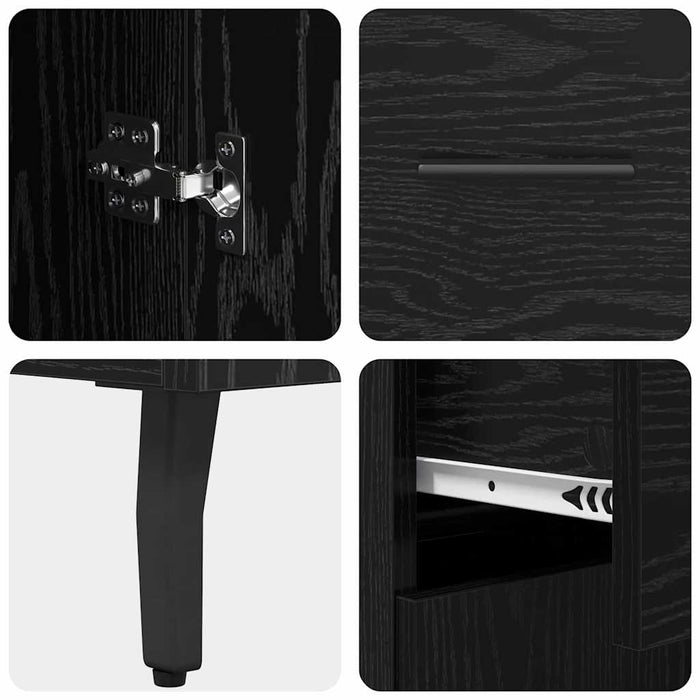 Bufet cu sertar 2 pcs Stejar Negru Lemn compozit - WALTI WALTI