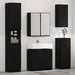 Set de mobilier pentru baie 4 pcs Stejar Negru Lemn compozit - WALTI WALTI