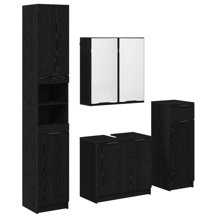 Set de mobilier pentru baie 4 pcs Stejar Negru Lemn compozit - WALTI WALTI