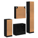 Set de mobilier pentru baie 4 pcs Stejar Negru Lemn compozit - WALTI WALTI