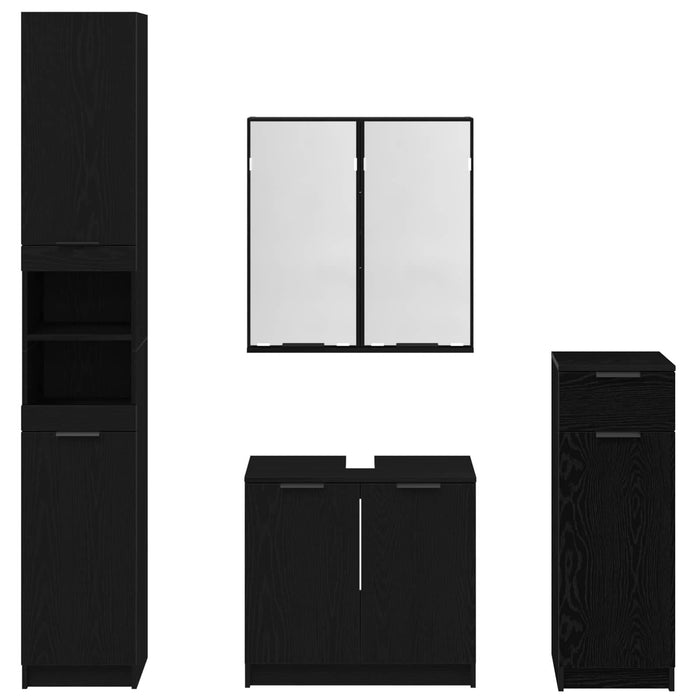Set de mobilier pentru baie 4 pcs Stejar Negru Lemn compozit - WALTI WALTI