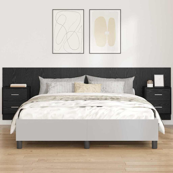 Cap de pat cu noptiere 3 pcs Stejar Negru Lemn compozit - WALTI WALTI