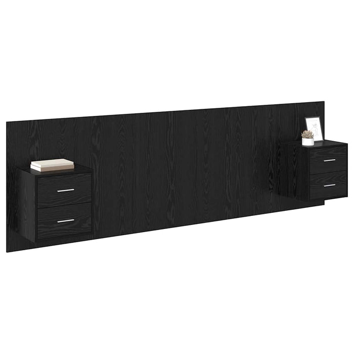 Cap de pat cu noptiere 3 pcs Stejar Negru Lemn compozit - WALTI WALTI
