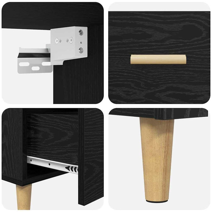 Bufet 2 pcs Stejar Negru 69,5 x 34 x 180 cm Lemn compozit - WALTI WALTI