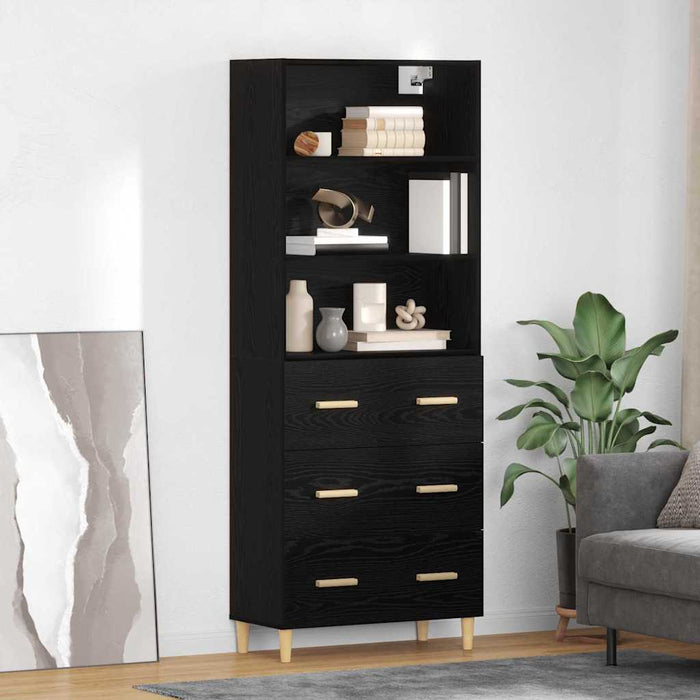 Bufet 2 pcs Stejar Negru 69,5 x 34 x 180 cm Lemn compozit - WALTI WALTI