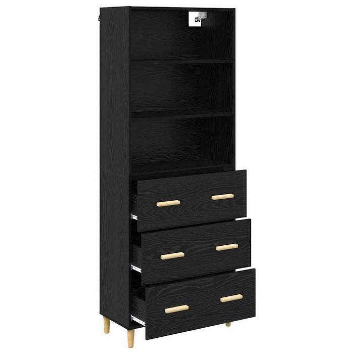 Bufet 2 pcs Stejar Negru 69,5 x 34 x 180 cm Lemn compozit - WALTI WALTI