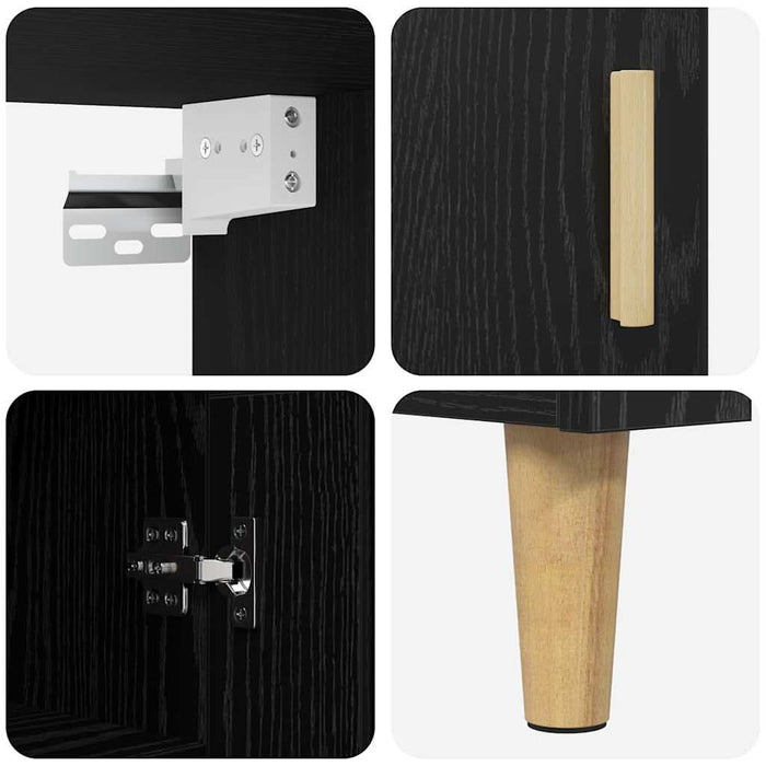 Bufet 2 pcs Stejar Negru 69,5 x 34 x 180 cm Lemn compozit - WALTI WALTI
