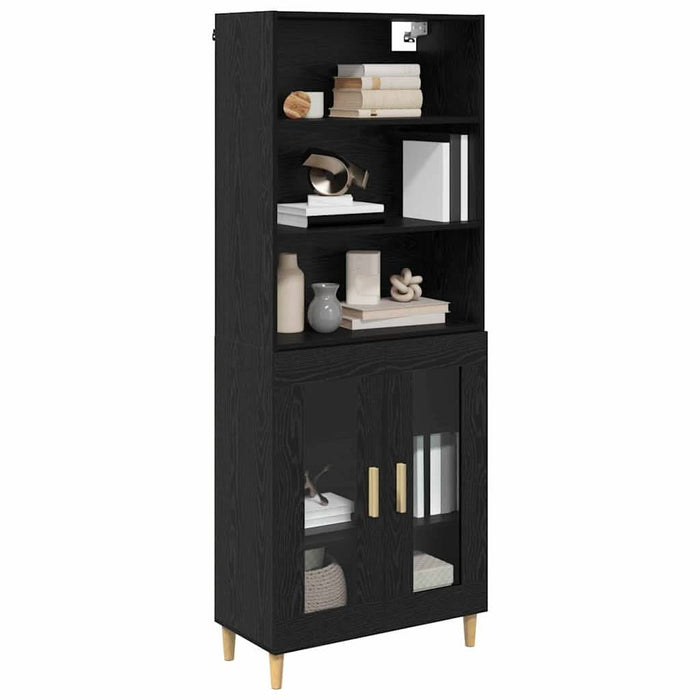 Bufet 2 pcs Stejar Negru 69,5 x 34 x 180 cm Lemn compozit - WALTI WALTI