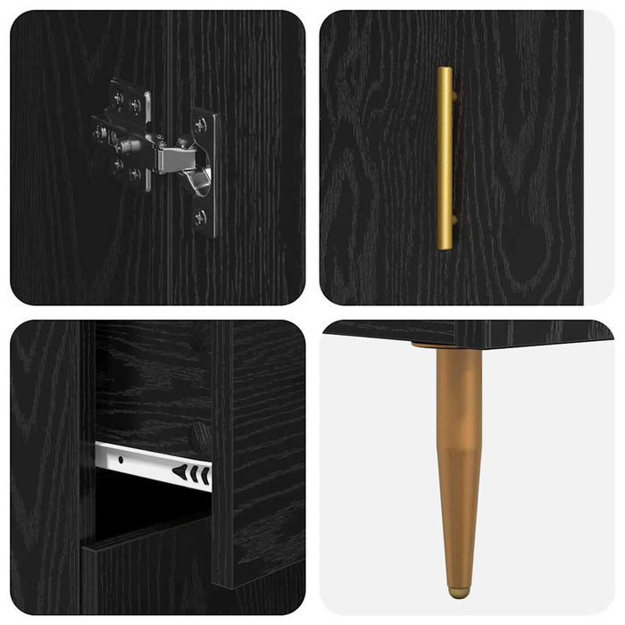 Bufet cu sertar 2 pcs Stejar Negru Lemn compozit - WALTI WALTI