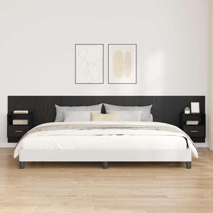 Tăblie cu Noptieră cu sertar 3 pcs Stejar Negru Lemn compozit - WALTI WALTI