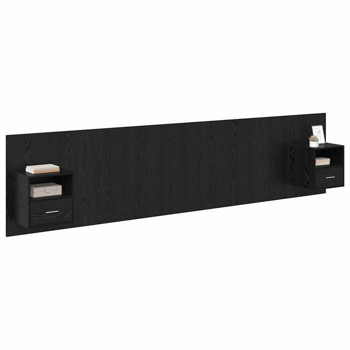 Tăblie cu Noptieră cu sertar 3 pcs Stejar Negru Lemn compozit - WALTI WALTI