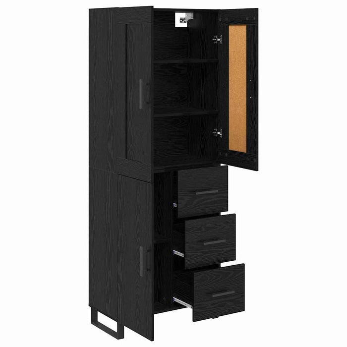 Bufet Pe perete cu sertar 2 pcs Stejar Negru Lemn compozit - WALTI WALTI