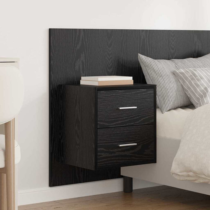 Tăblie cu Noptieră cu sertar 3 pcs Stejar Negru Lemn compozit - WALTI WALTI