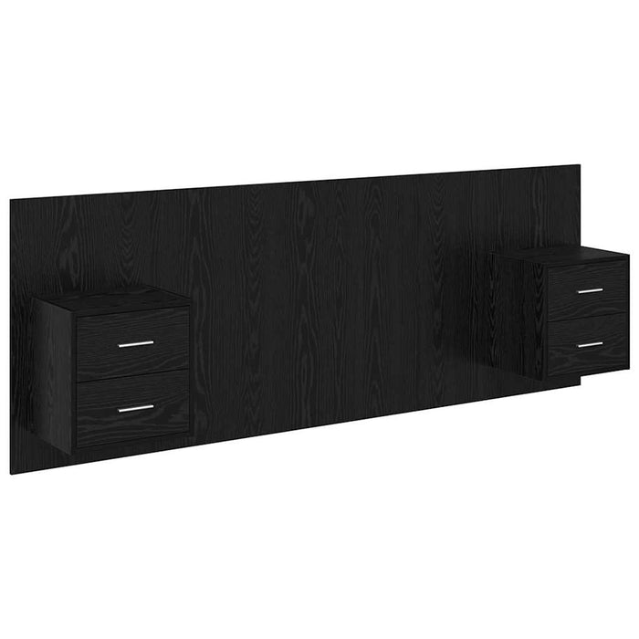 Tăblie cu Noptieră cu sertar 3 pcs Stejar Negru Lemn compozit - WALTI WALTI
