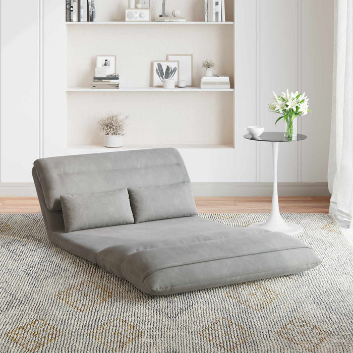 Scaun de podea Gri deschis 110 x 82 x 55 cm Catifea - WALTI WALTI