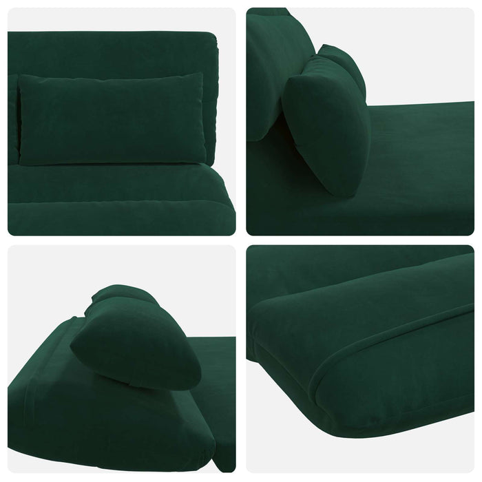 Scaun de podea Verde închis 110 x 82 x 55 cm Catifea - WALTI WALTI