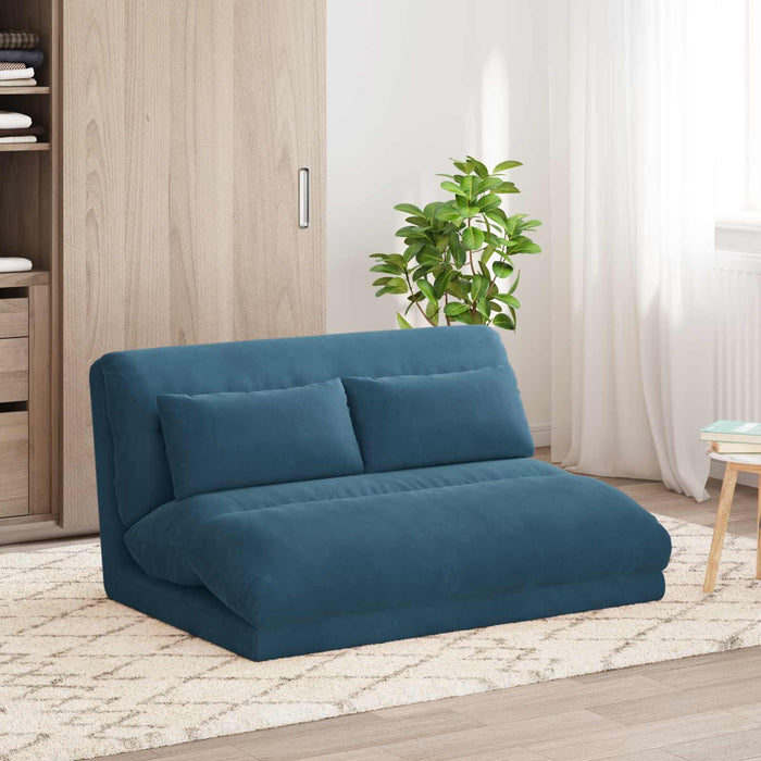 Scaun de podea albastru 110 x 82 x 55 cm Catifea - WALTI WALTI