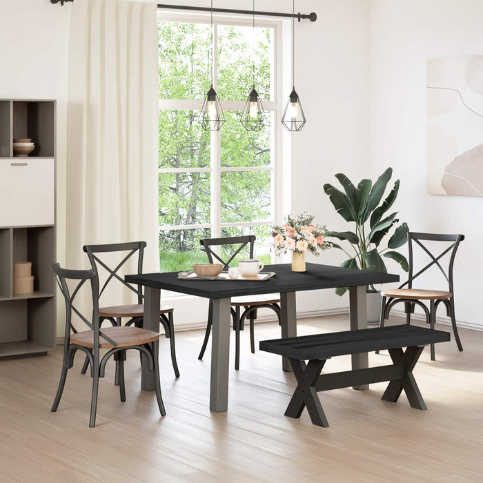 Bancă de Dining NOAIN 120 x 41 x 45 cm Lemn masiv de pin Negru - WALTI WALTI