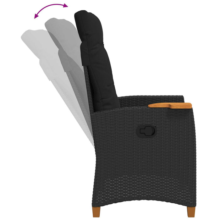 Scaun reclinabil cu placă pentru ceai Negru 62 x 64 x 112 cm - WALTI WALTI