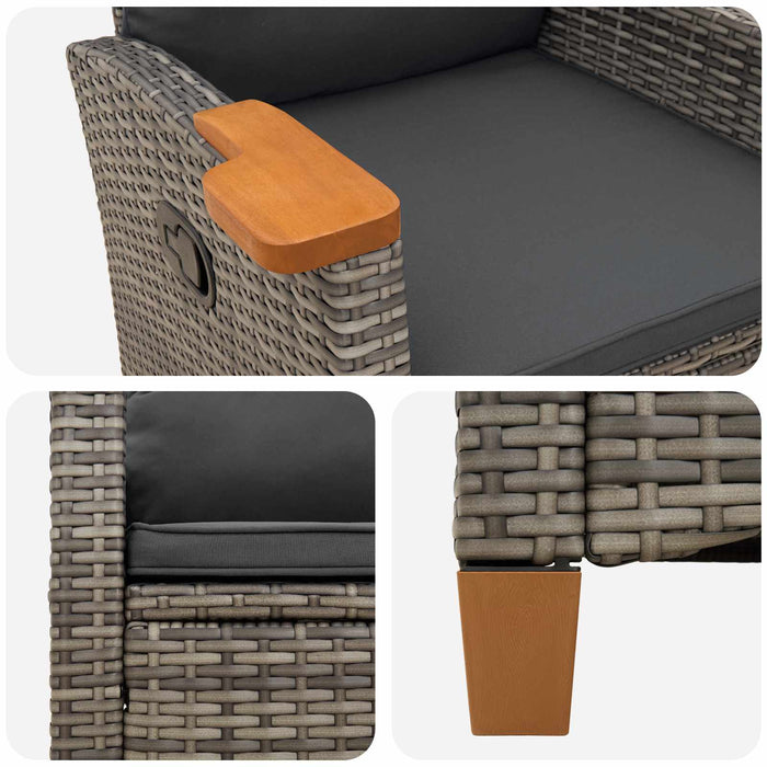 Scaun reclinabil cu placă pentru ceai cu pernă 62 x 64 x 112 cm - WALTI WALTI