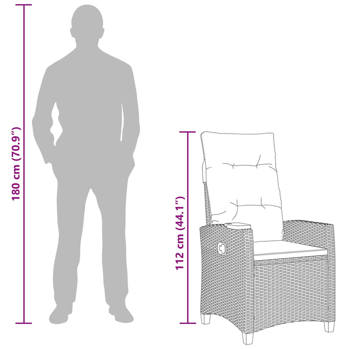 Scaun reclinabil cu placă pentru ceai cu pernă 62 x 64 x 112 cm - WALTI WALTI