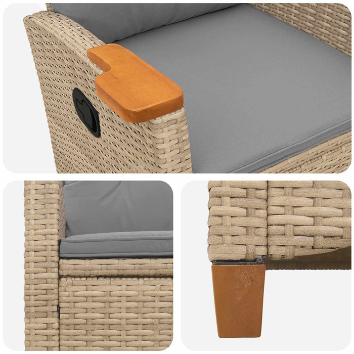 Scaun reclinabil cu placă pentru ceai cu pernă 62 x 64 x 112 cm - WALTI WALTI