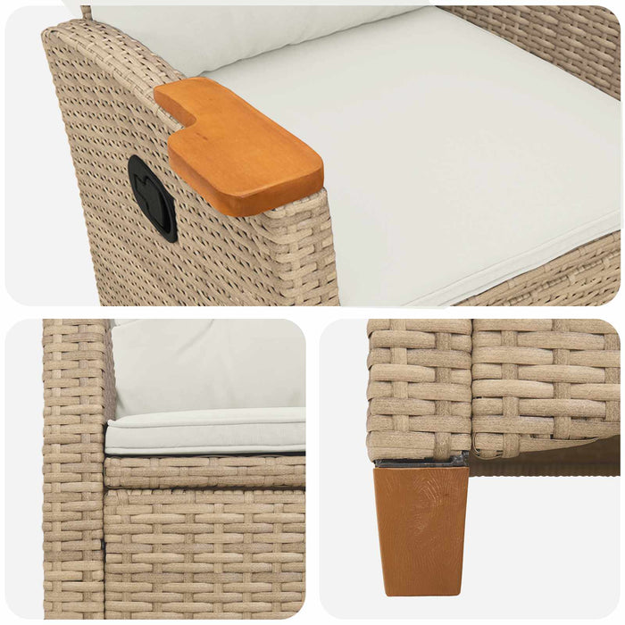 Scaun reclinabil cu placă pentru ceai cu pernă 62 x 64 x 112 cm - WALTI WALTI