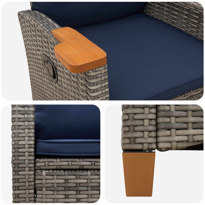 Scaun reclinabil cu placă pentru ceai cu pernă 62 x 64 x 112 cm - WALTI WALTI