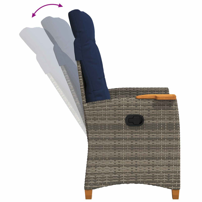 Scaun reclinabil cu placă pentru ceai cu pernă 62 x 64 x 112 cm - WALTI WALTI