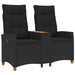 Bancă reclinabilă cu masă Negru 126 x 65 x 112 cm poliratan - WALTI WALTI
