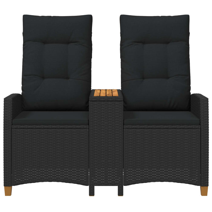 Bancă reclinabilă cu masă Negru 126 x 65 x 112 cm poliratan - WALTI WALTI