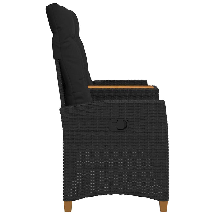 Bancă reclinabilă cu masă Negru 126 x 65 x 112 cm poliratan - WALTI WALTI