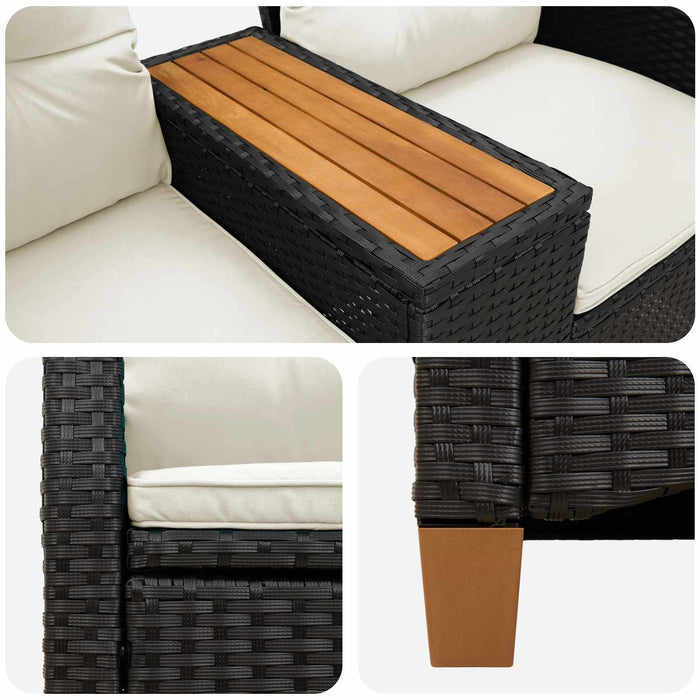 Bancă reclinabilă cu masă Negru și Alb crem 126 x 65 x 112 cm - WALTI WALTI