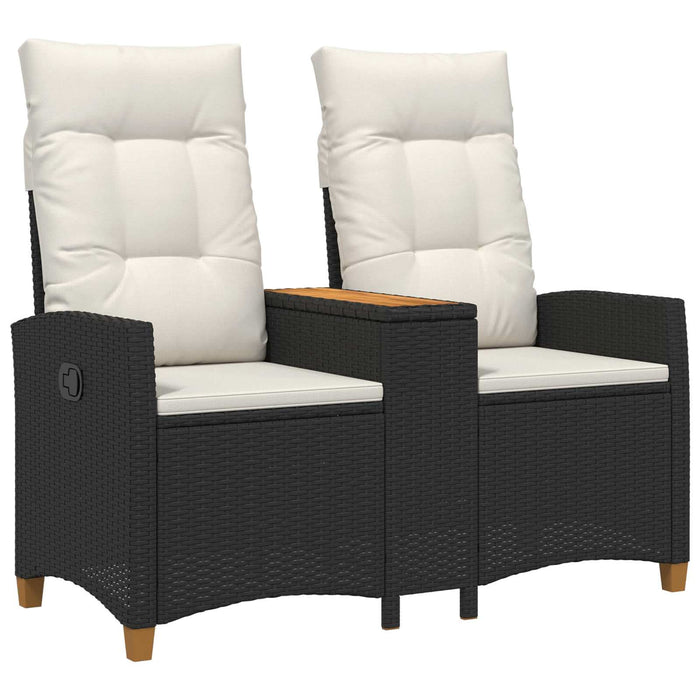 Bancă reclinabilă cu masă Negru și Alb crem 126 x 65 x 112 cm - WALTI WALTI